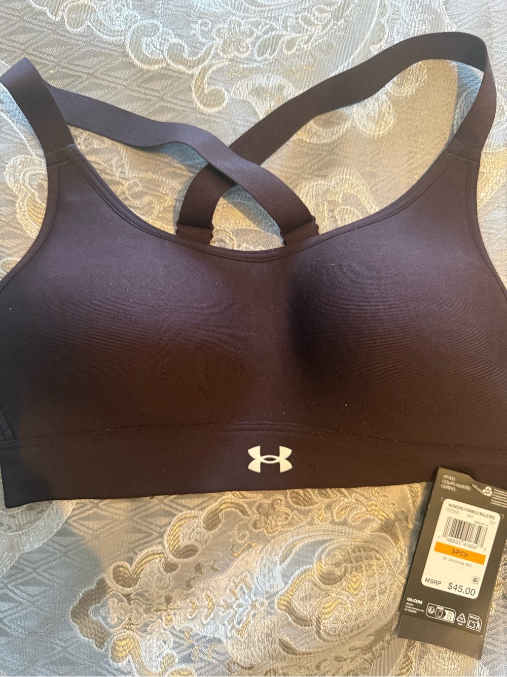 Under Armour Black Padded Sports Bra with Crisscross Straps